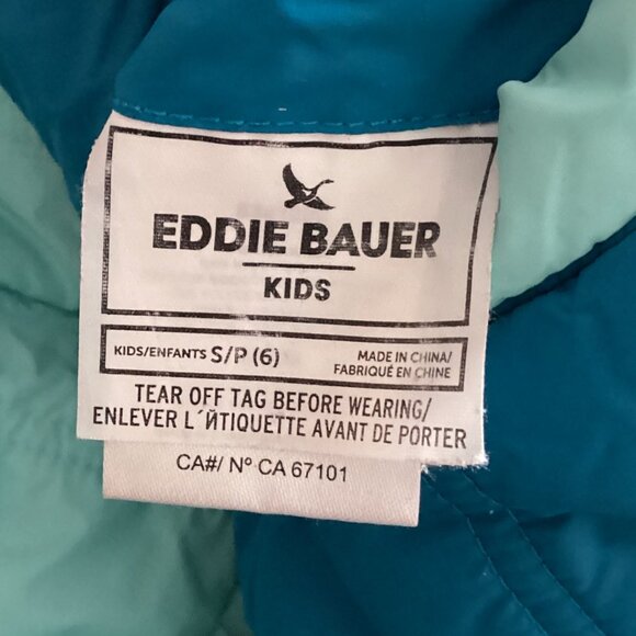 Eddie Bauer Kids Reversible Blue Hooded Puffer Coat Sherpa Lined Jacket S/P 6 - Picture 8 of 11